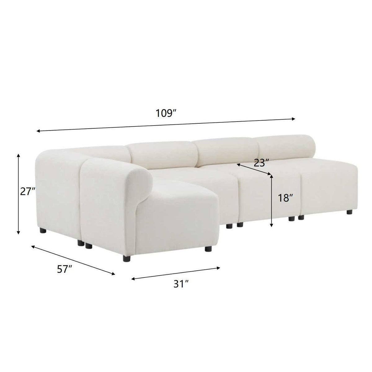 Evelyn Modular Chenille Sectional Sofa, 78- to 114-Inch Configurations