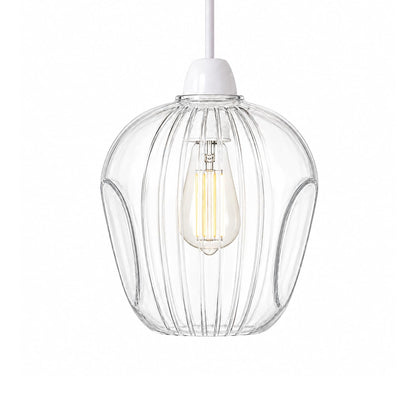 Modern Clear Ribbed Glass Pendant Shade E27 Easy Fit Pack 1/2/3~6850