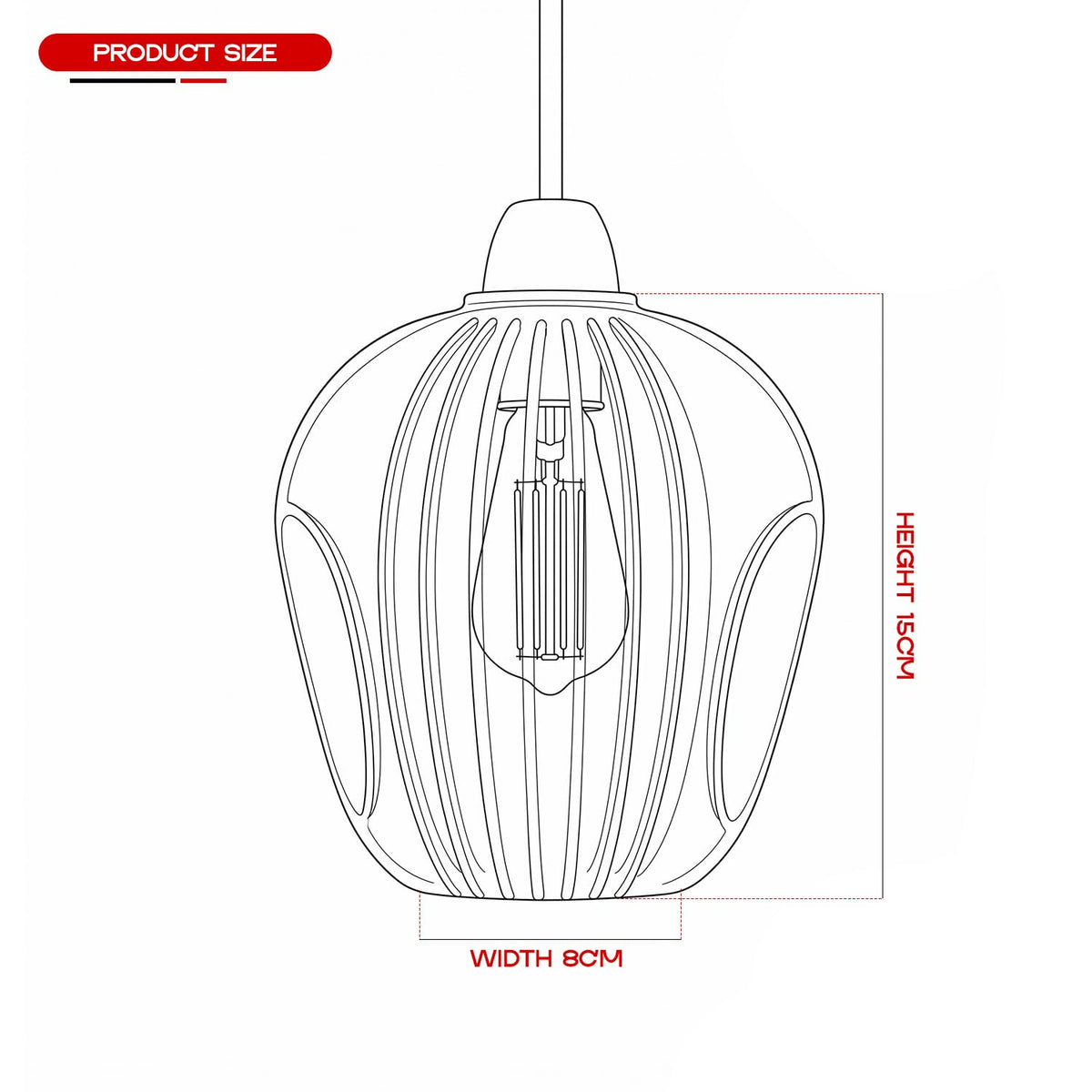 Modern Clear Ribbed Glass Pendant Shade E27 Easy Fit Pack 1/2/3~6850