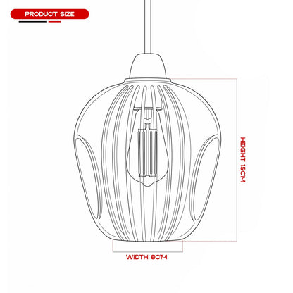 Modern Clear Ribbed Glass Pendant Shade E27 Easy Fit Pack 1/2/3~6850