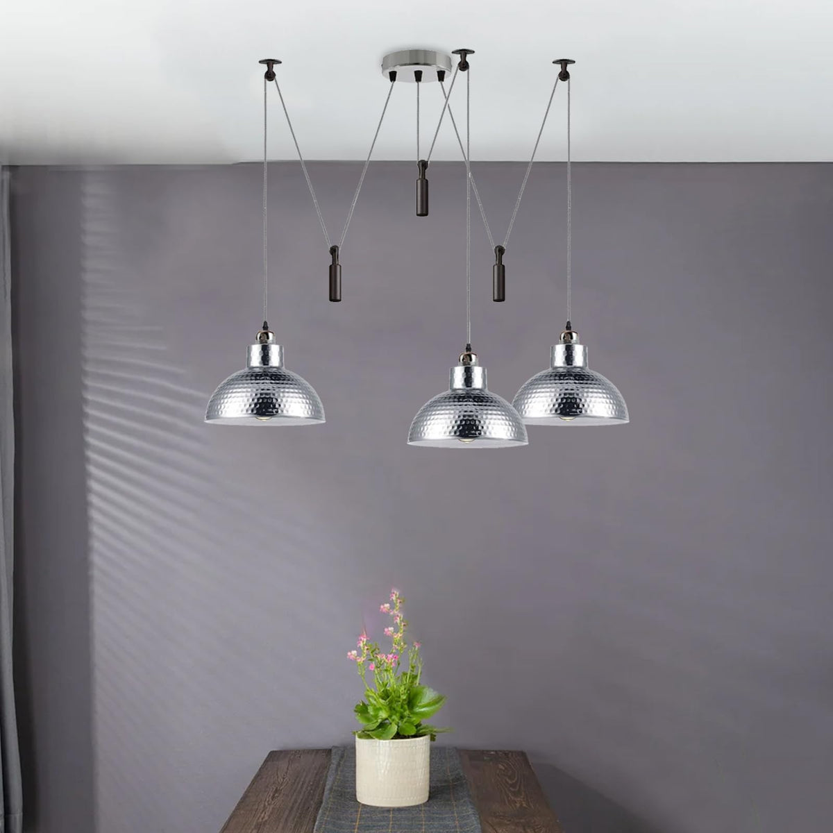 3 Pendant Lights Over Dining Table 2M Height Adjustable ~6604