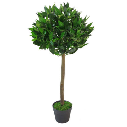 Artificial 90cm Leaf Design UK Realistic Bay Laurel Topiary Ball Tree