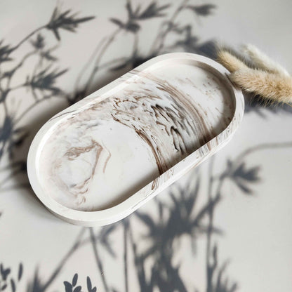 Custom made oval concrete style decorative tray, marble effect trinket dish, modern decor for jewelry, aesthetic room decor,-3