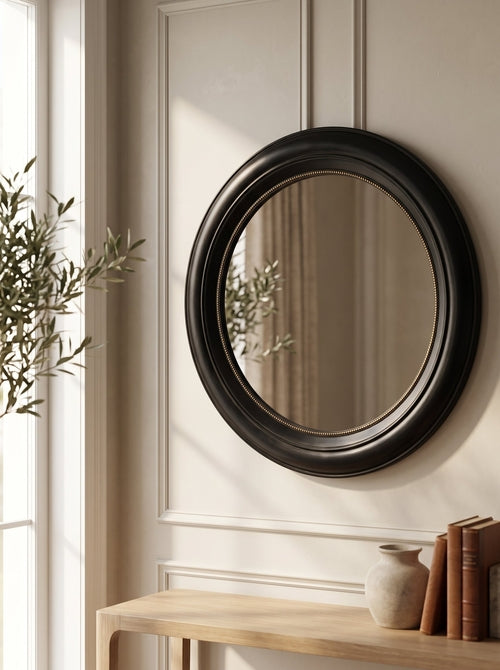 Round Black Wall Mirror for Entryway or Bathroom — 20.5 in