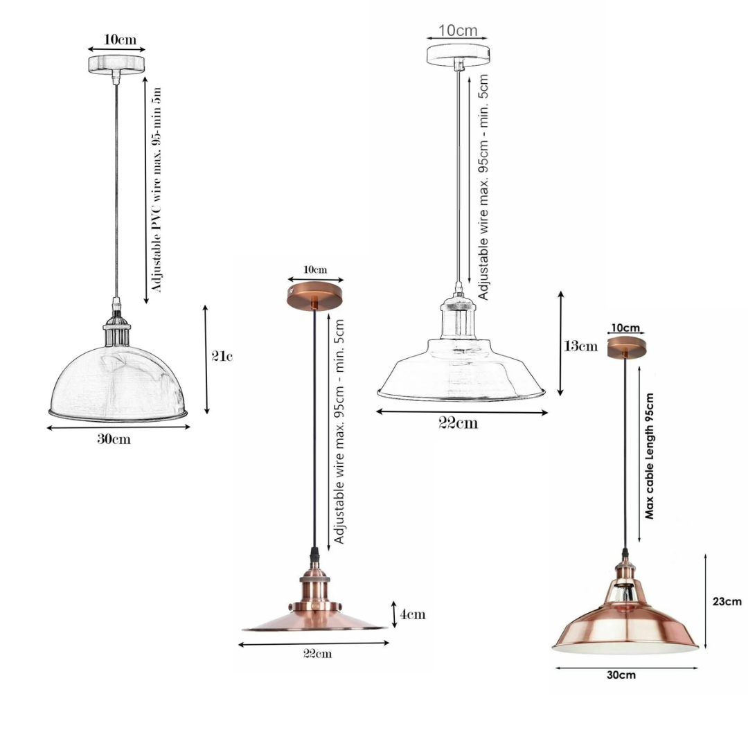 COPPERGLOW Vintage Industrial Metal Ceiling Pendant Light ~1297