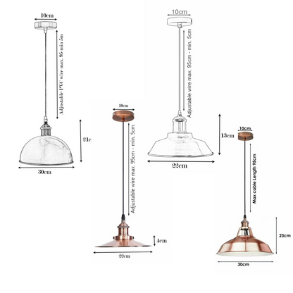 COPPERGLOW Vintage Industrial Metal Ceiling Pendant Light ~1297