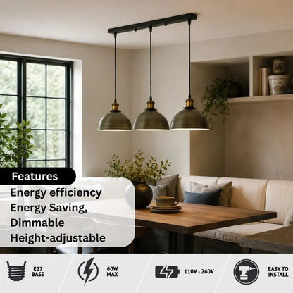 3 Way Linear Bar Pendant Metal Easy Fit Dimmable ~6796-1