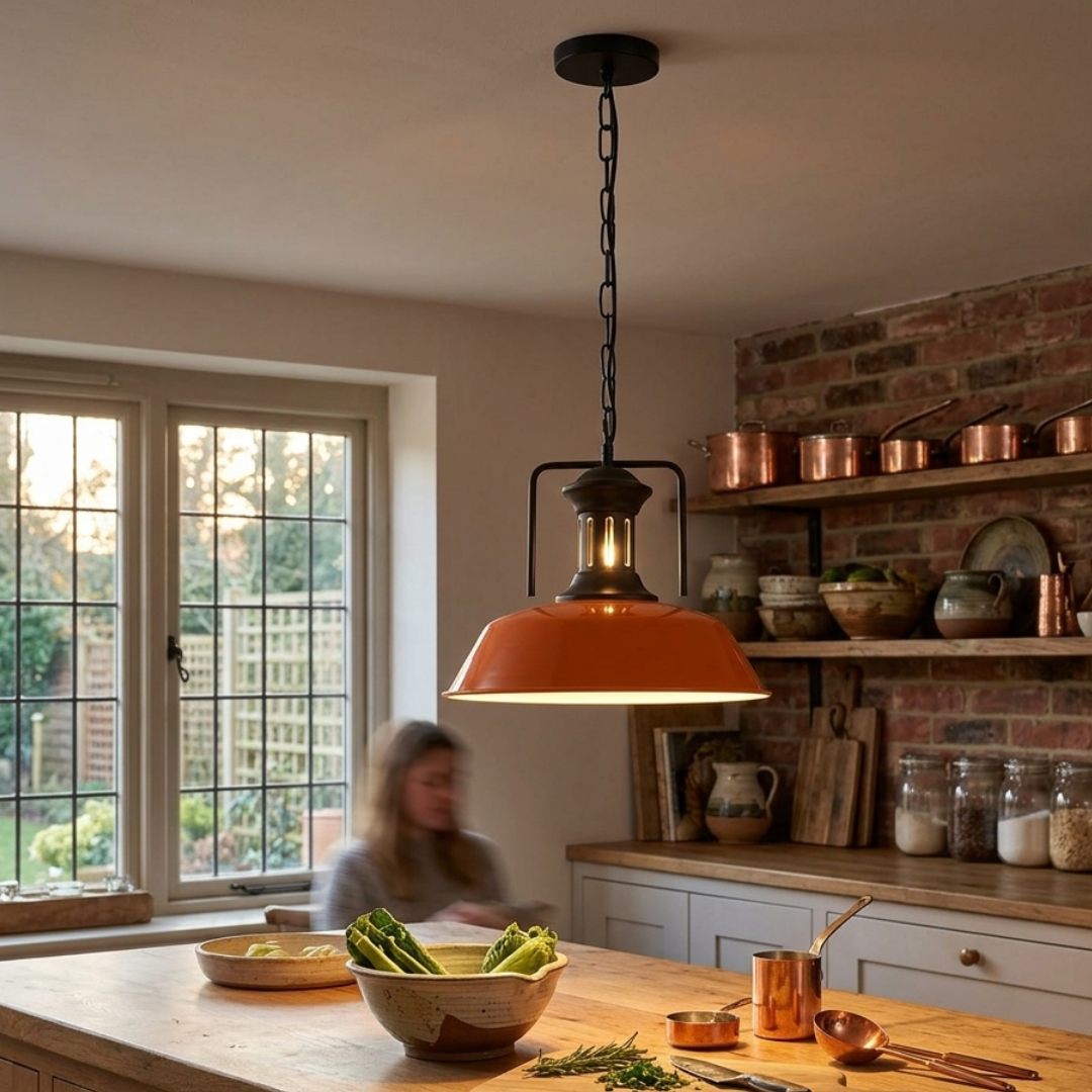 Easy Fit E27 Metal Chain Pendant Light, Dimmable