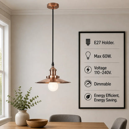COPPERGLOW Vintage Industrial Metal Ceiling Pendant Light ~1297