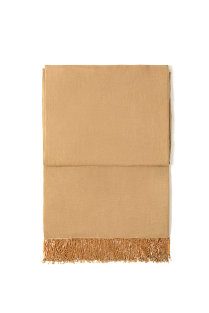 Beige Pashmina Shawl with Beaded Tassels
