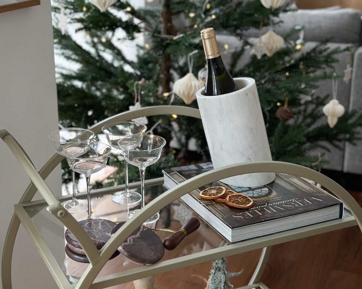 Edele White Marble Wine Bottle Holder
