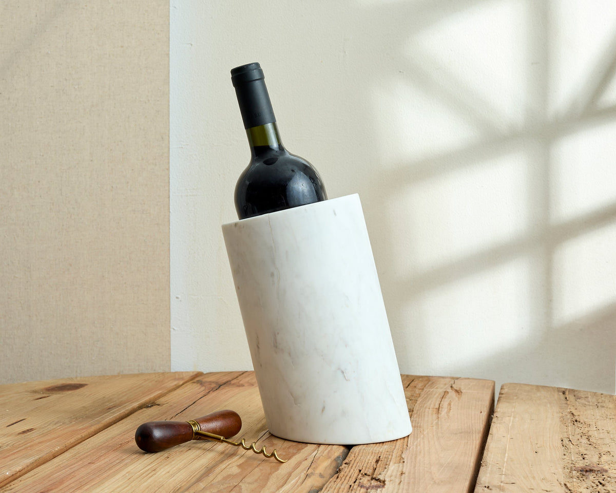 Edele White Marble Wine Bottle Holder