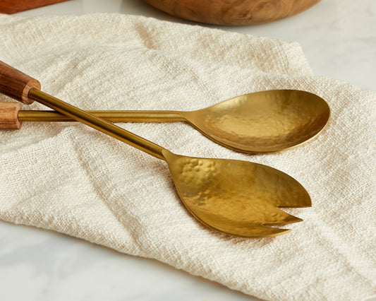 Hema Gold Salad Servers Spoon and Fork Set