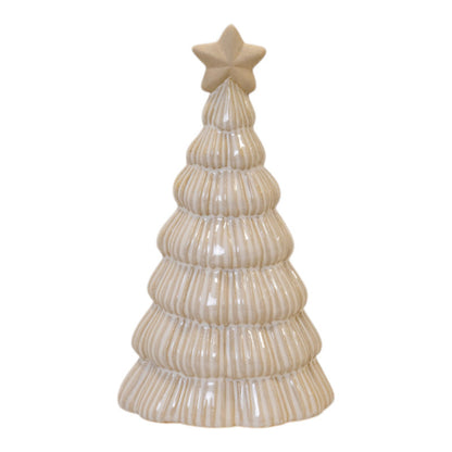 Large Stone Glazed Ribbed Christmas Tree with Star Topper