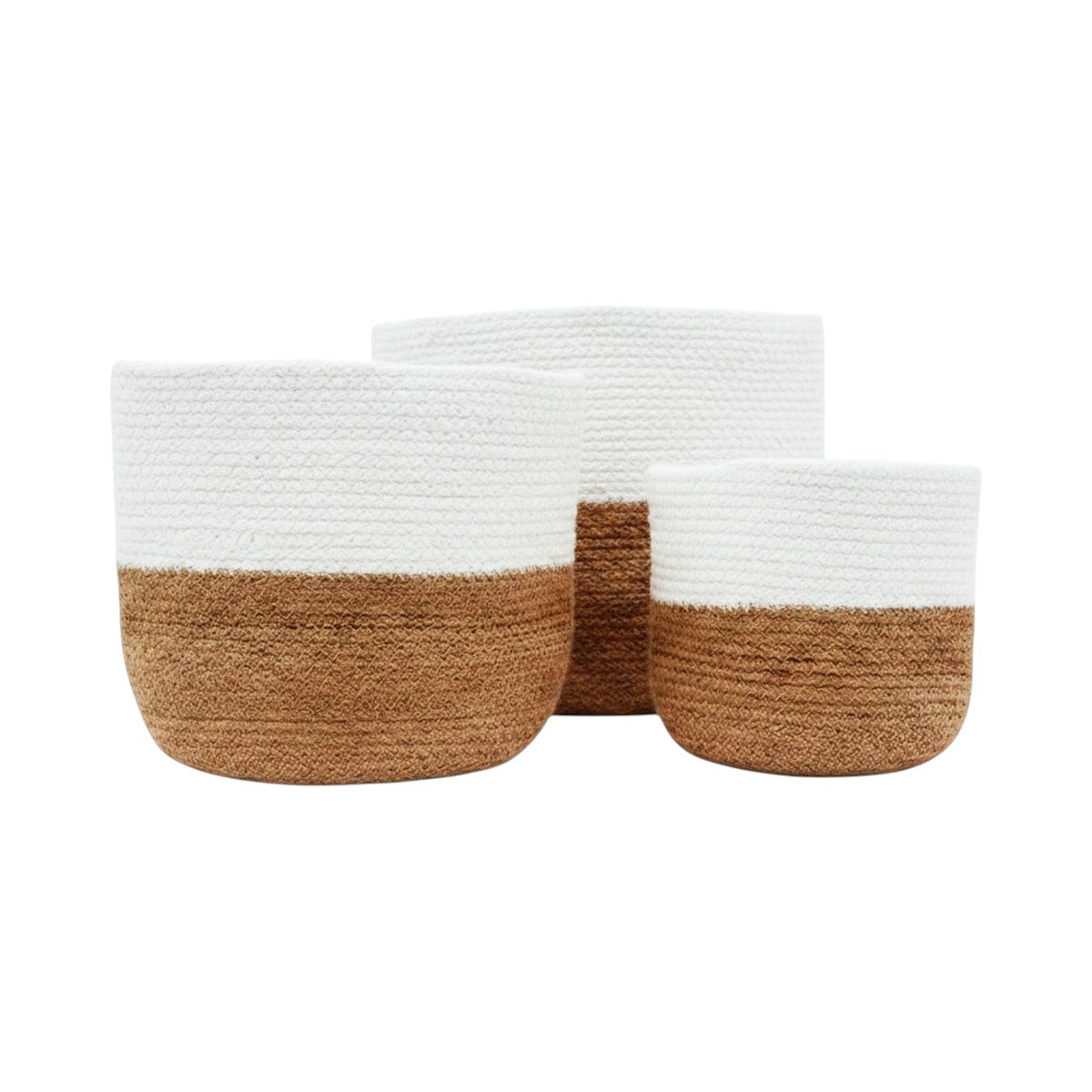 Set of 3 Cotton Rope Storage Baskets - White