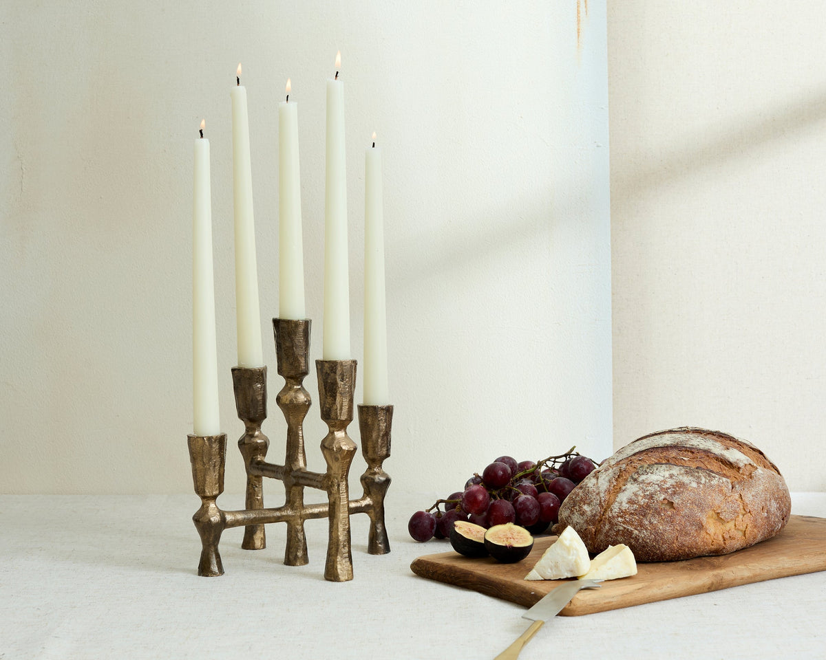 Anya Gold Candelabra – Rustic Antique 5-Arm Candlestick Holder