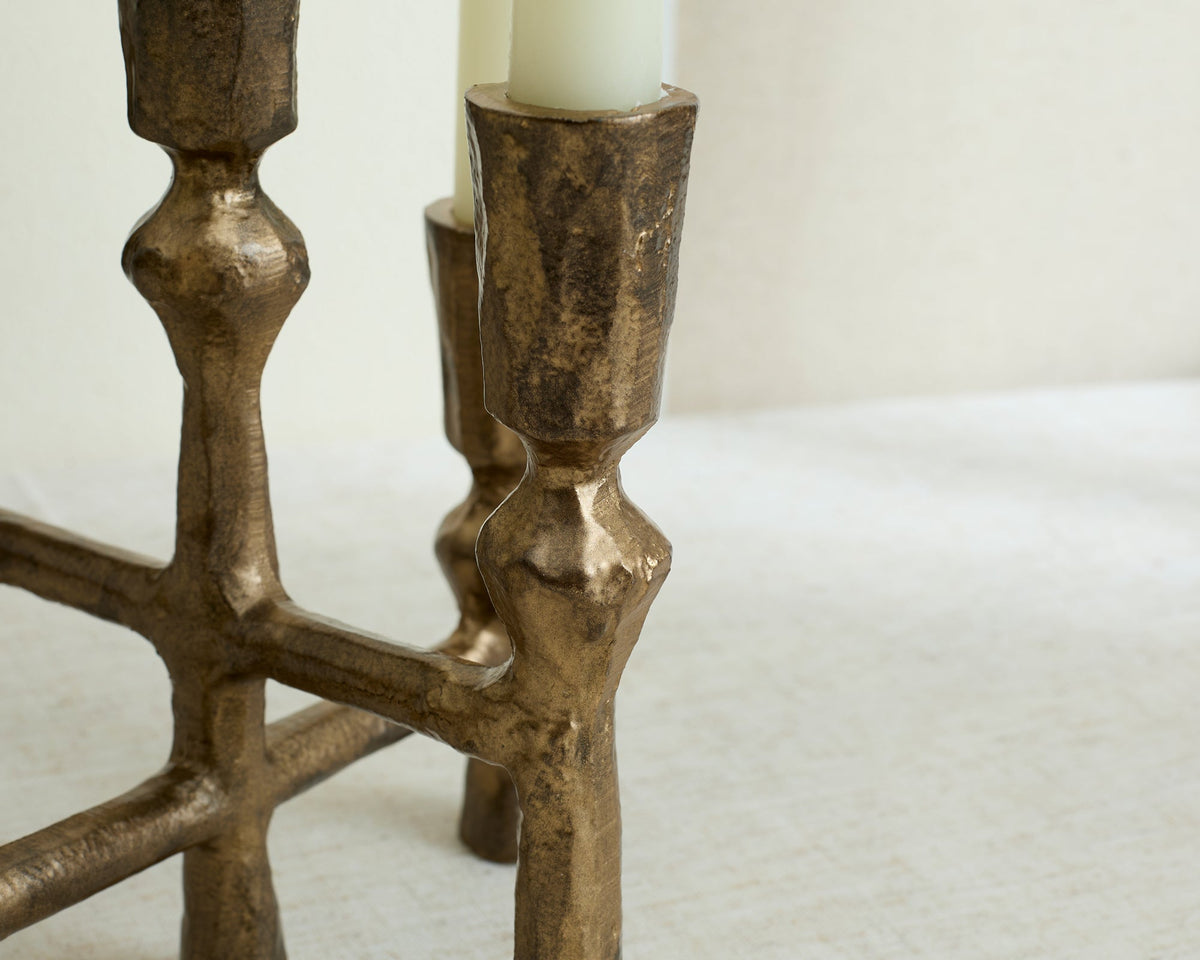 Anya Gold Candelabra – Rustic Antique 5-Arm Candlestick Holder