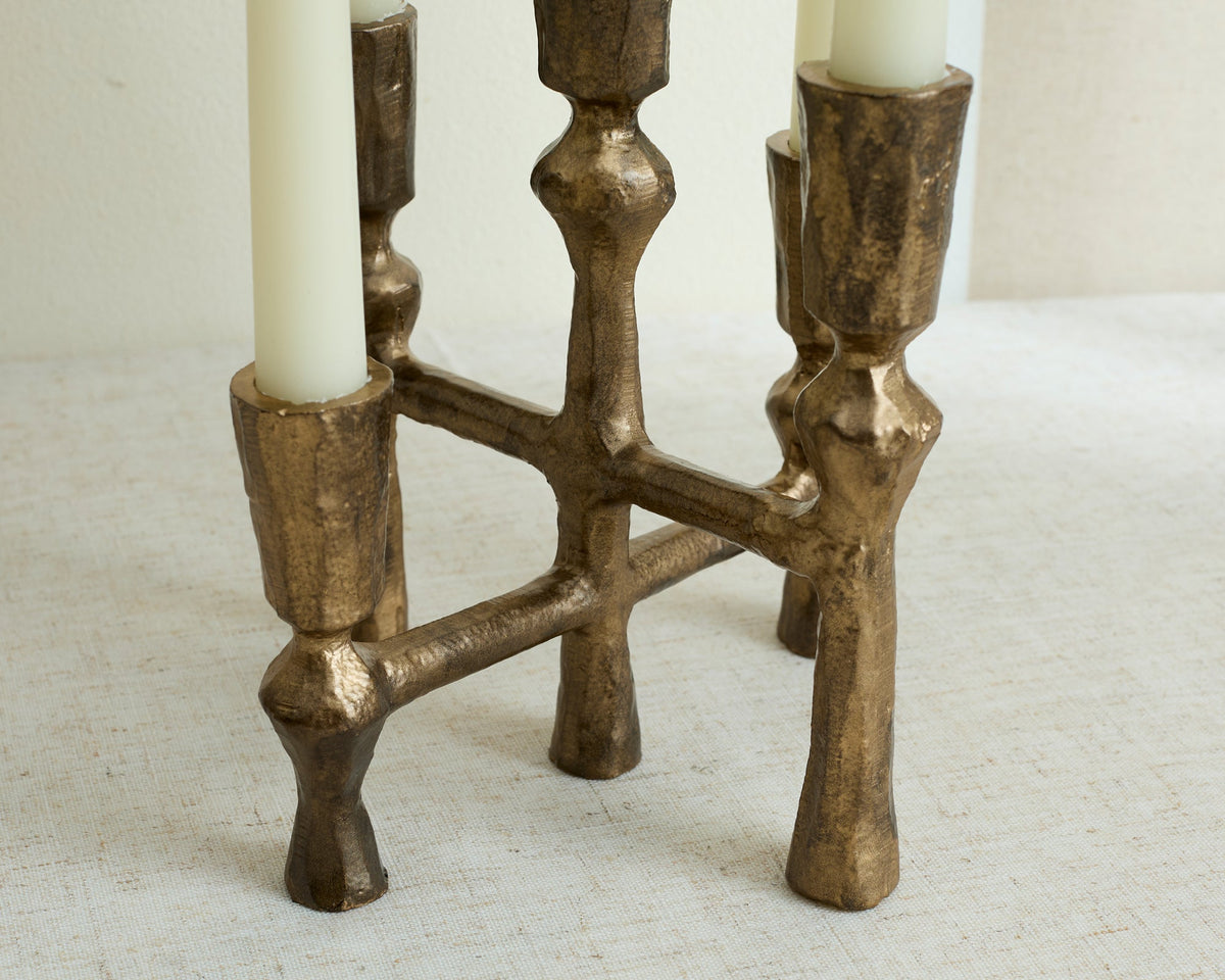 Anya Gold Candelabra – Rustic Antique 5-Arm Candlestick Holder