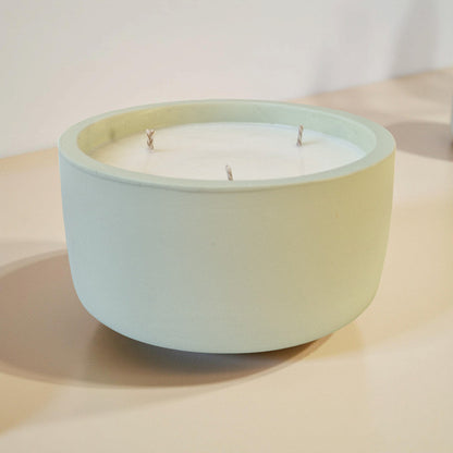 Concrete Round Candle | 3 Wick | Sage Green or Terracotta
