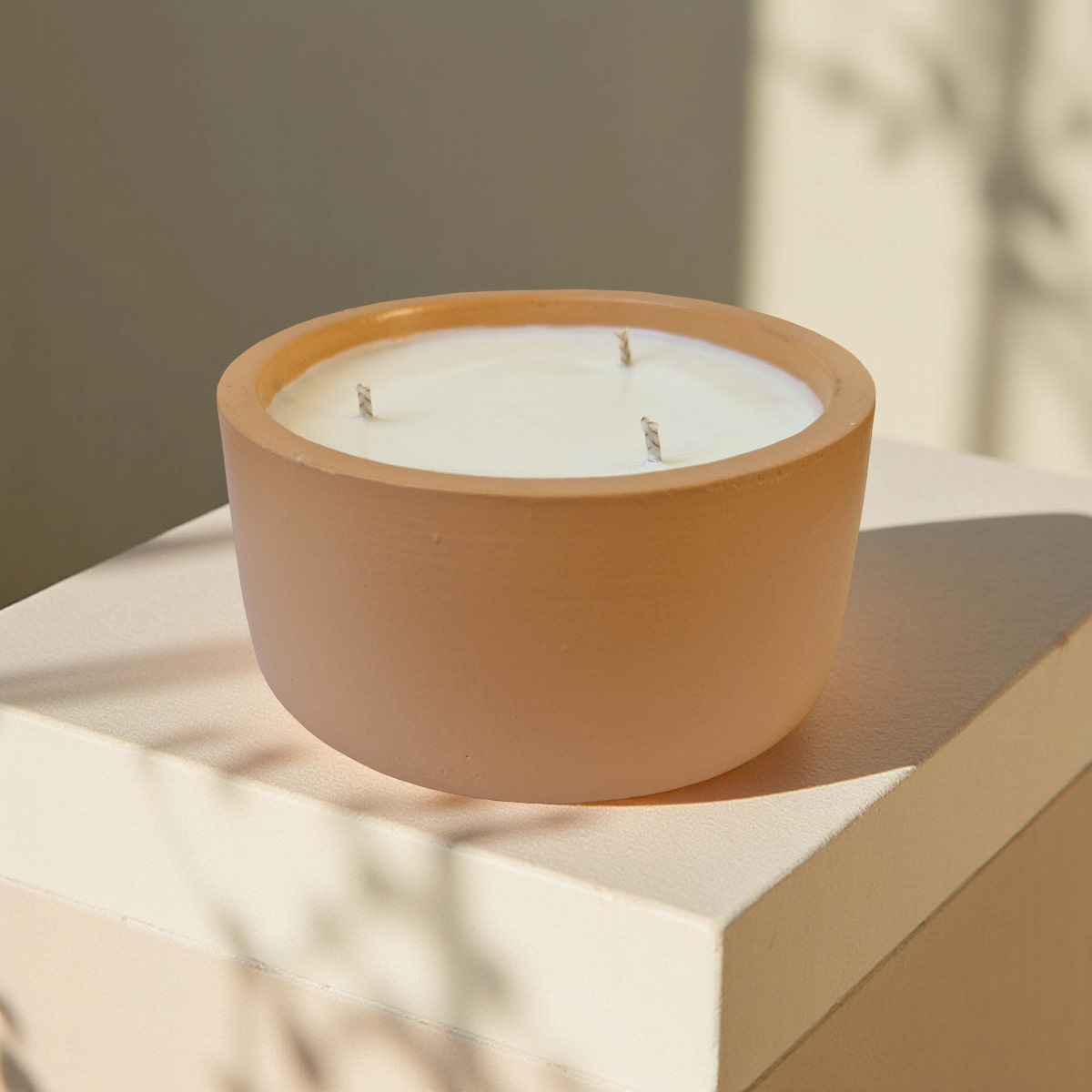 Concrete Round Candle | 3 Wick | Sage Green or Terracotta