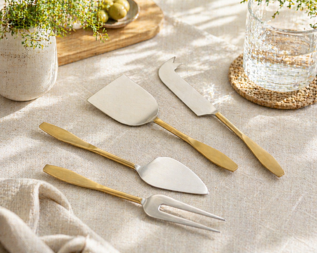 Aline Cheese Knife Set – 4 Piece Stainless Steel Cheese Board Cutlery