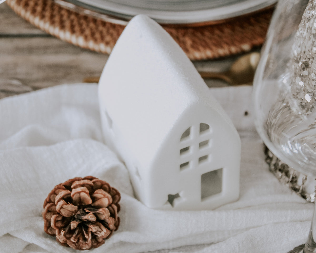 Christmas Ceramic House Tealight Holder