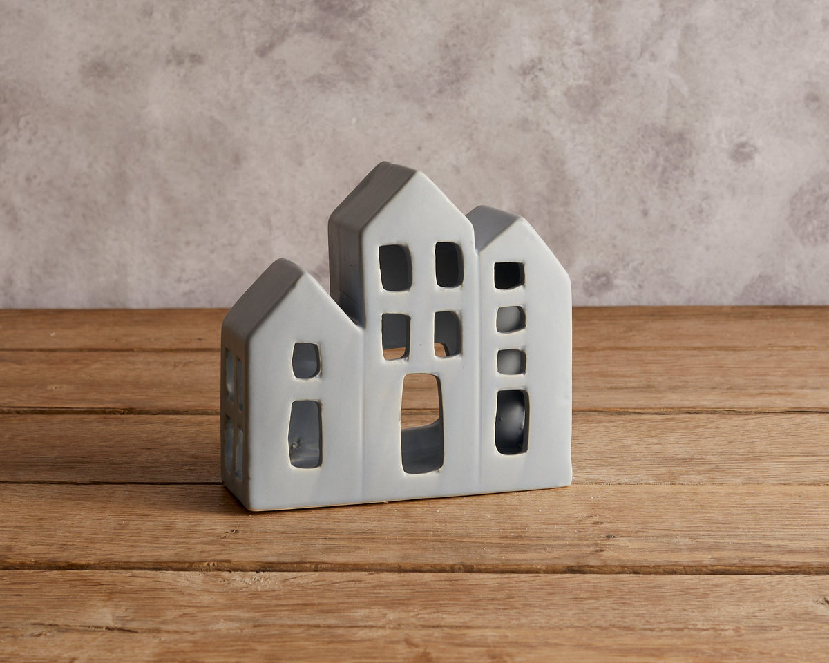 Christmas Scandi City House Candle Holder