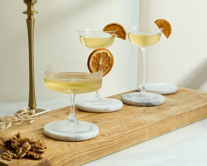 Emy Polished Round Marble Coasters Set