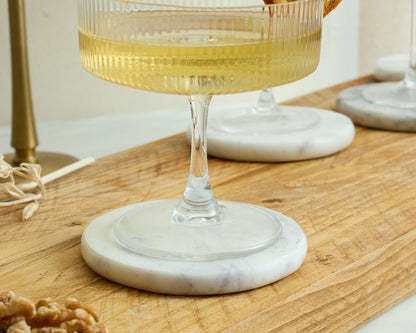 Emy Polished Round Marble Coasters Set