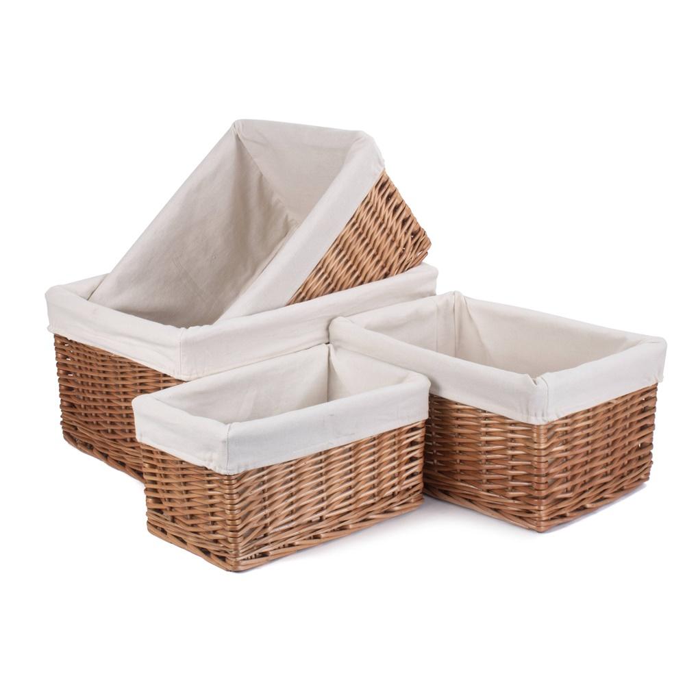Cotton Lined Double Steamed Wicker Storage Basket
