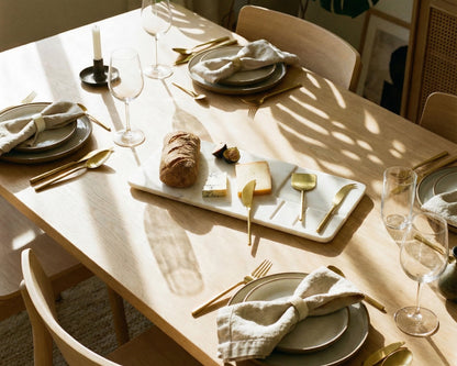 Cyara White Marble Cheese Board with Cutlery