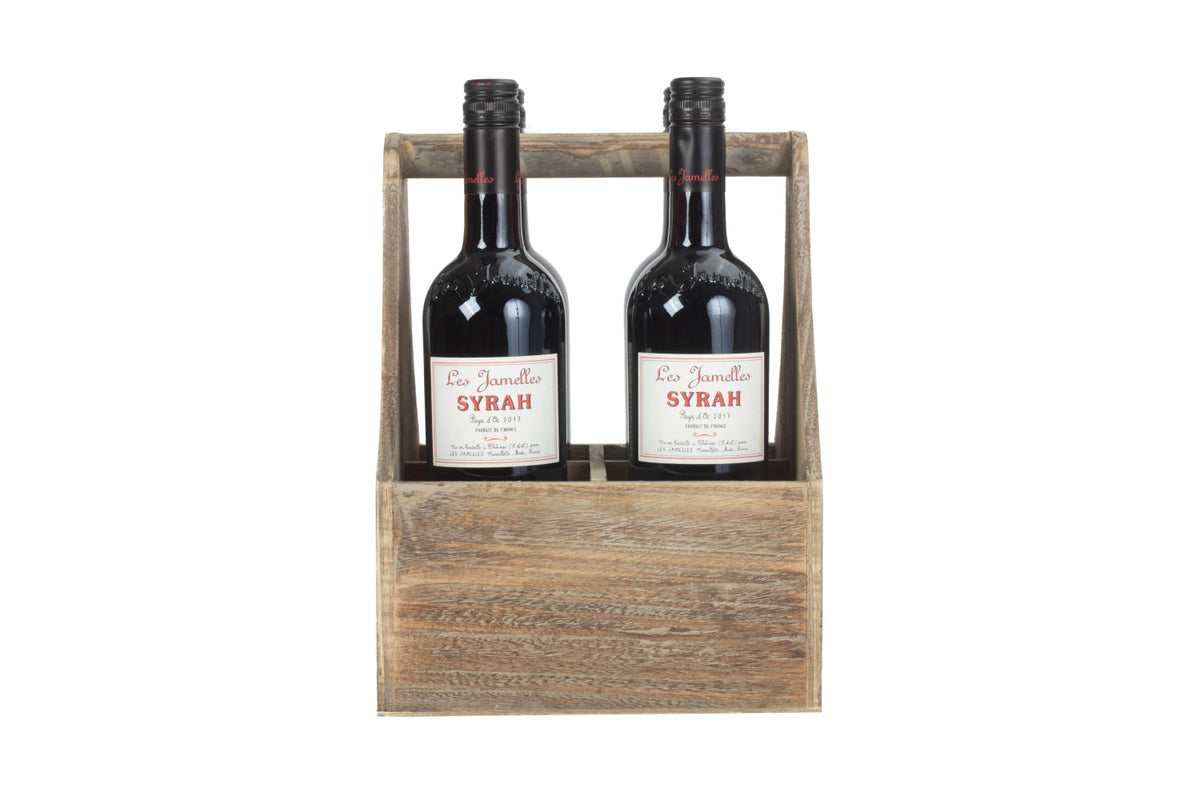 Oak Effect Wooden Bottle Carrier