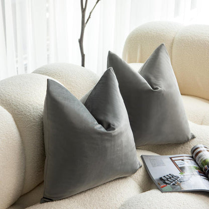 Dutch Velvet Grey Colour Cushion Covers 45X45CM & 50X50CM