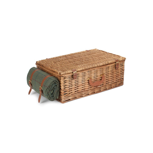 Deluxe Green Tweed 4 Person Fitted Picnic Basket