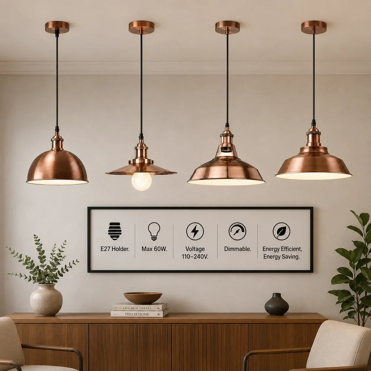 COPPERGLOW Vintage Industrial Metal Ceiling Pendant Light ~1297