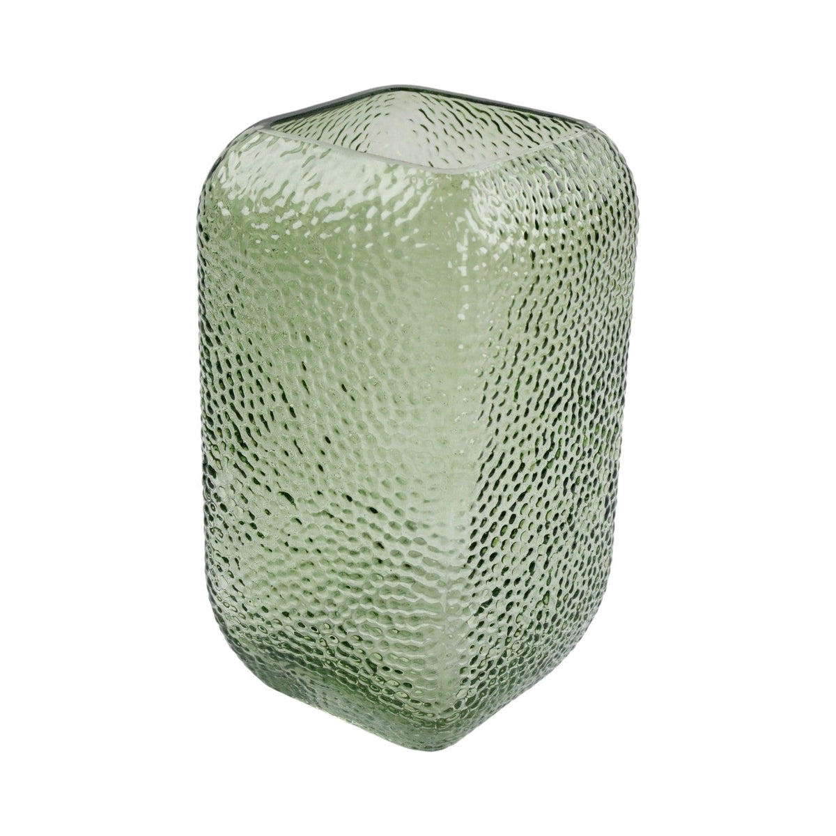 Vintage Green Dimpled Square Vase
