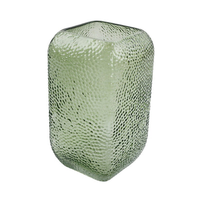 Vintage Green Dimpled Square Vase
