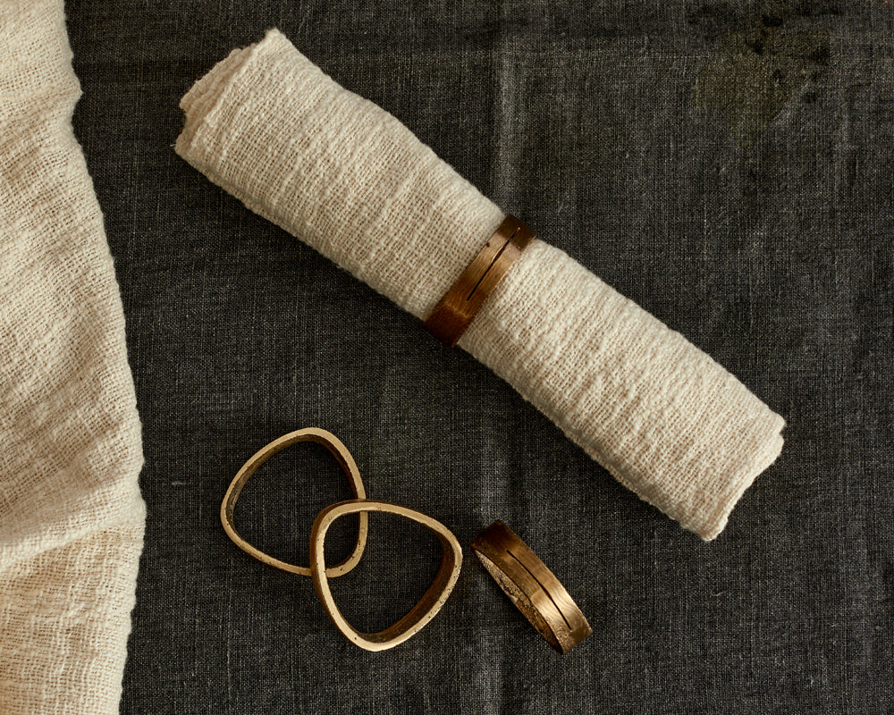 Tyra Brass Napkin Rings - Set of 4 Gold Table Decor