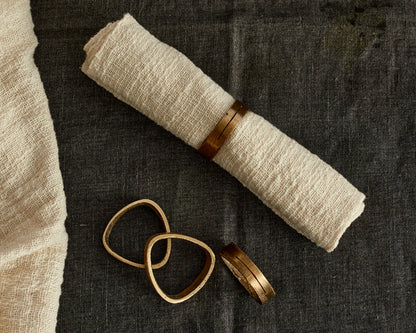 Tyra Brass Napkin Rings - Set of 4 Gold Table Decor