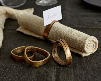 Tyra Brass Napkin Rings - Set of 4 Gold Table Decor