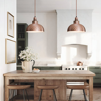 Retro Hammered Metal Shade E27 Ceiling Pendant Light~6132-0