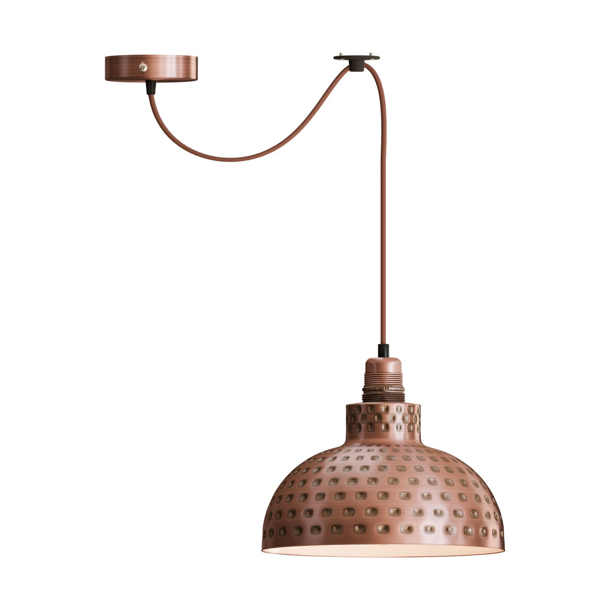 Retro Hammered Metal Shade E27 Ceiling Pendant Light~6132-9