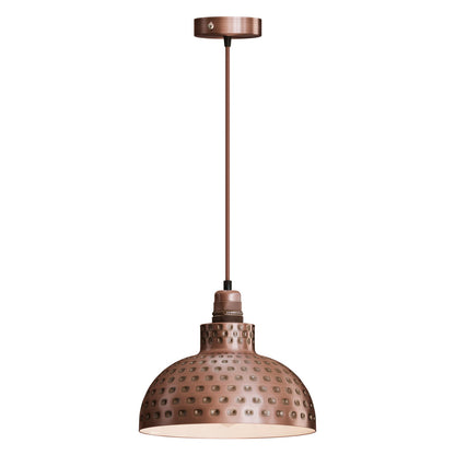 Retro Hammered Metal Shade E27 Ceiling Pendant Light~6132-10