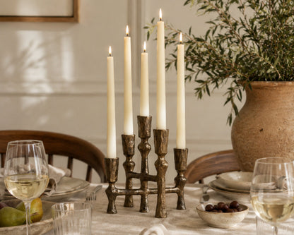 Anya Gold Candelabra – Rustic Antique 5-Arm Candlestick Holder