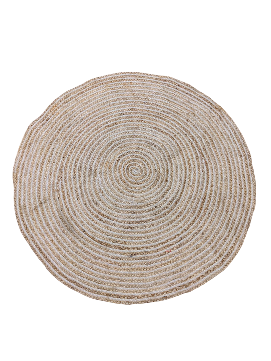 Braided Natural Round Jute Rug - 119 x 119 cm