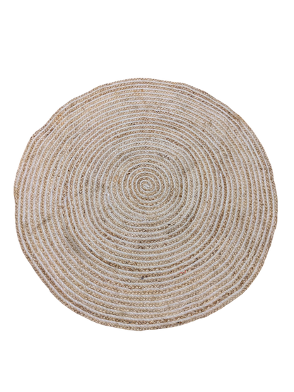 Braided Natural Round Jute Rug - 119 x 119 cm