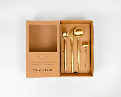 London Gold Cutlery Set – 16 or 24 Piece Stainless Steel Flatware