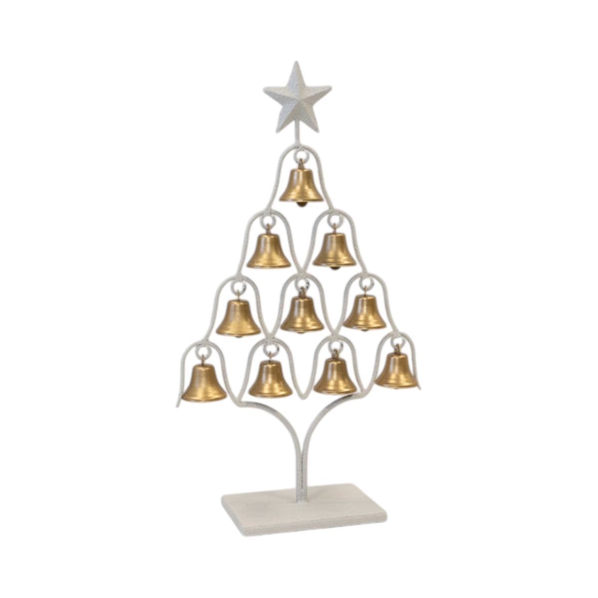 Off White Christmas Tree with Brushed Gold Bells 38cm