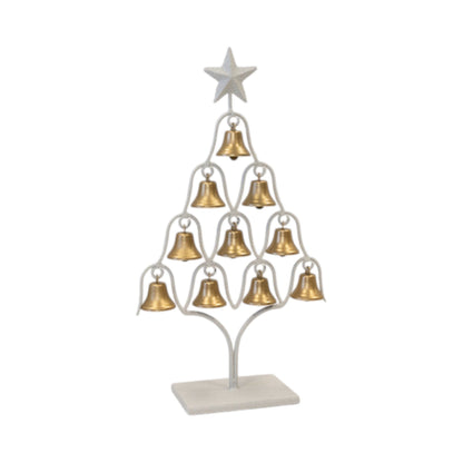Off White Christmas Tree with Brushed Gold Bells 38cm