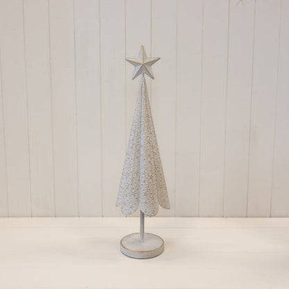 Large Off White Tree with Brushed Gold Stars 71cm